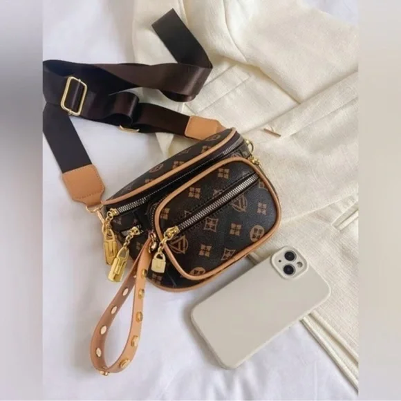 Fashion Designer Inspired Brown Crossbody Shoulder Bag - Picture 10 of 12